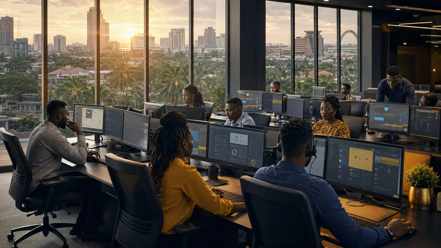Corpshore Ghana operations team at the Accra BPO centre